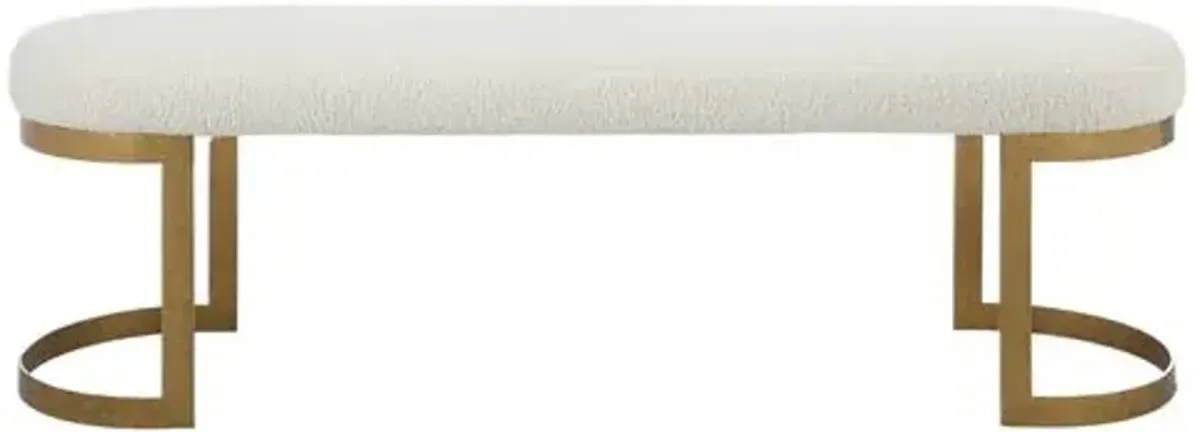 Melina Faux Shearling Bench - Gold