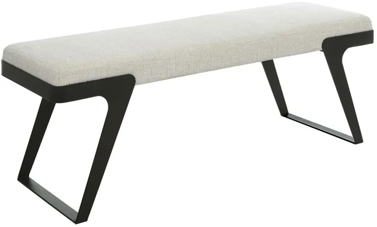 Kian Chenille Boucle Bench, Black/White