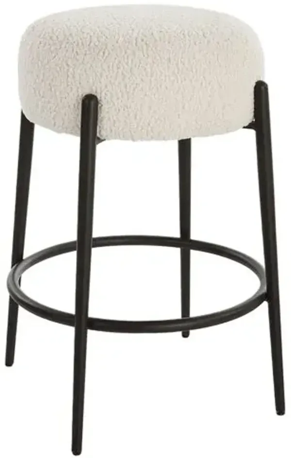 Cillian Faux Shearling Counter Stool - Black/White