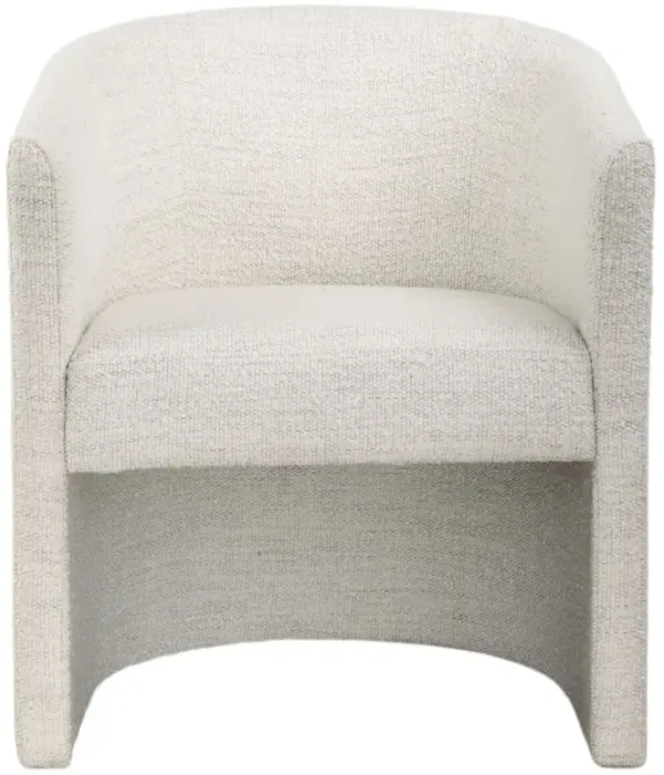 Xenia Barrel Back Textured Boucle Dining Armchair, White