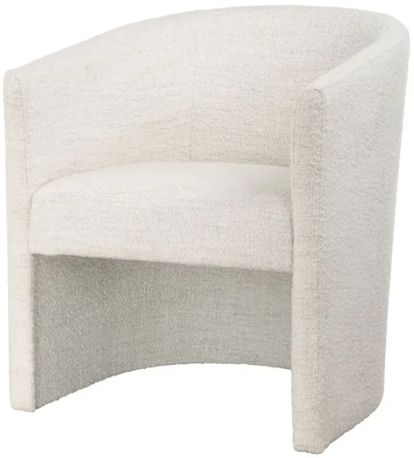 Xenia Barrel Back Textured Boucle Dining Armchair, White