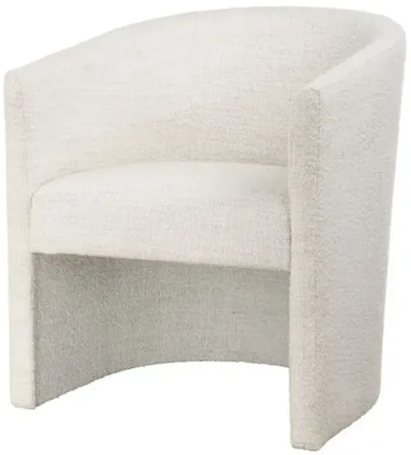 Xenia Barrel Back Textured Boucle Dining Armchair - White
