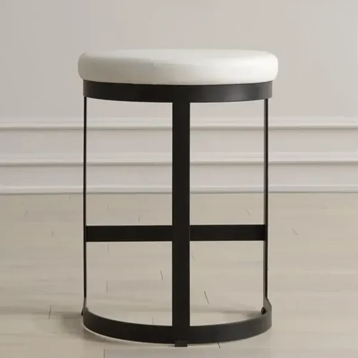 Noemi Leather Counter Stool - Black/White