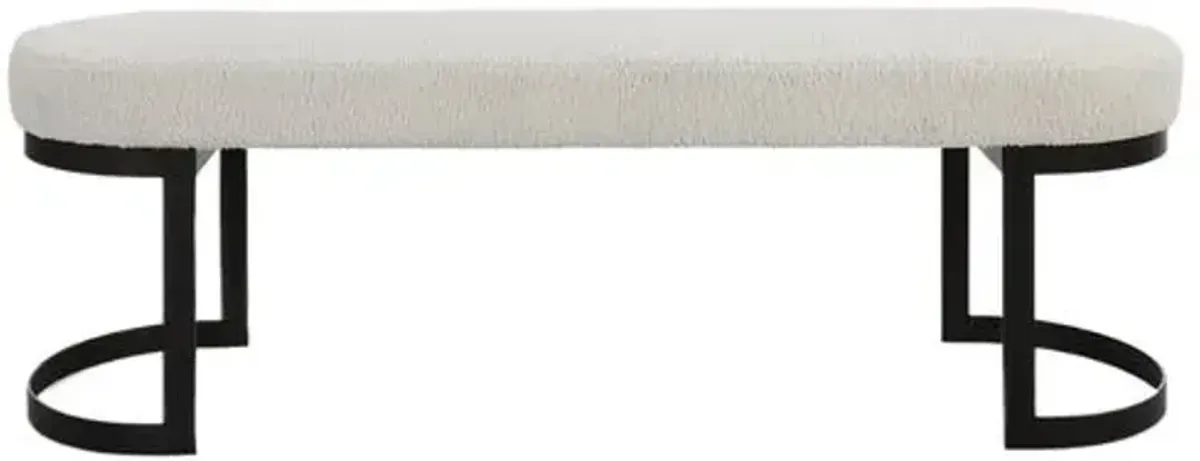 Melina Faux Shearling Bench - Black