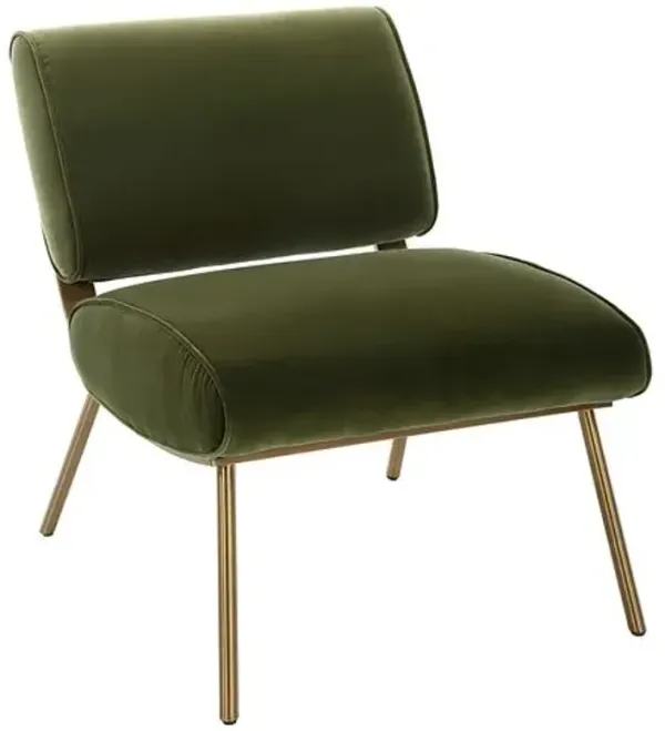 Iliana Velvet Accent Chair - Green/Gold, Comfortable, Durable