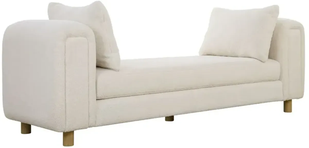 Lucienne Faux Sheepskin Oversized Bench, Ivory