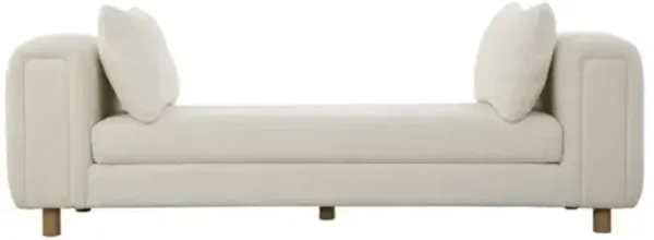 Lucienne Faux Sheepskin Oversized Bench - Ivory - White