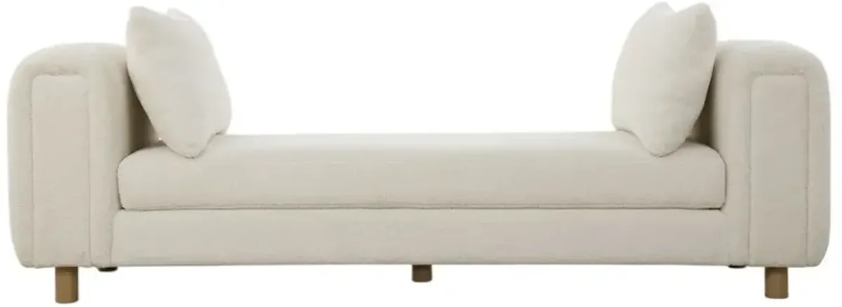 Lucienne Faux Sheepskin Oversized Bench, Ivory