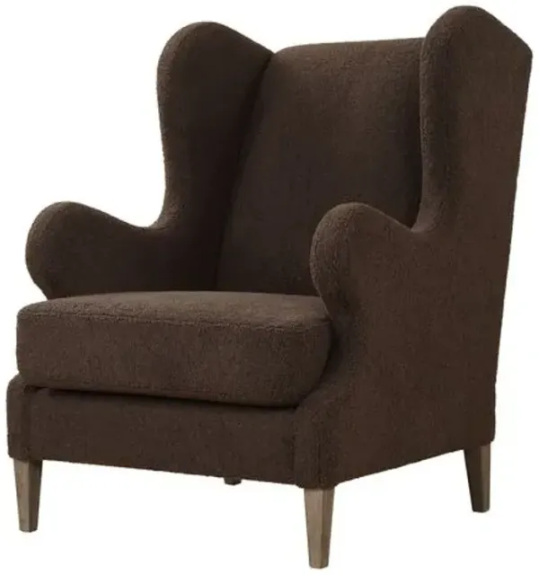 Lucasta Faux Shearling Wingback Accent Chair - Brown, Comfortable, Durable