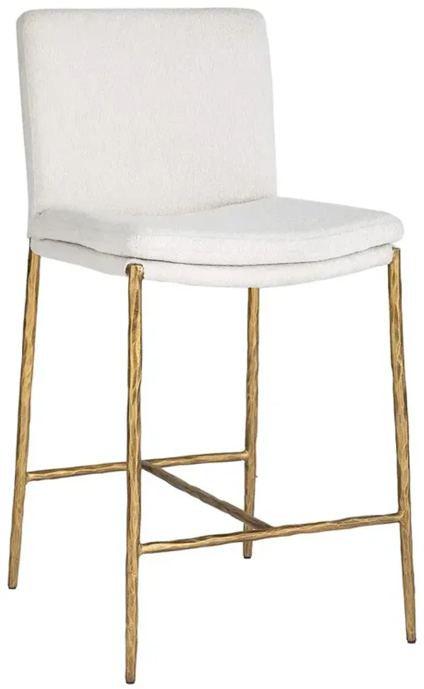 Bastien Counter Stool, Brass/White Boucle