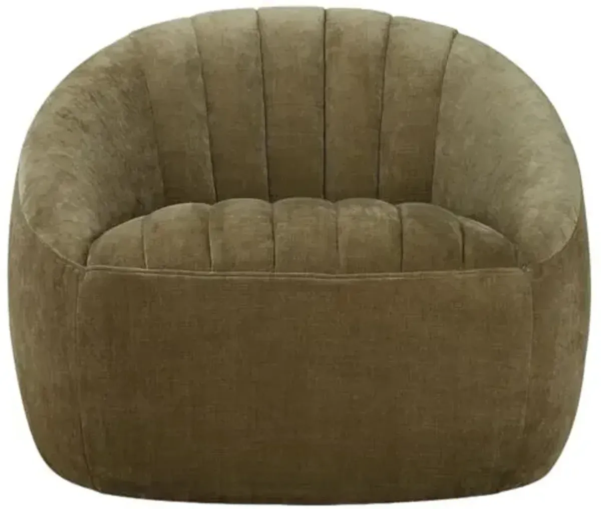 Jorja Channeled Chambray Chenille Swivel Chair - Green
