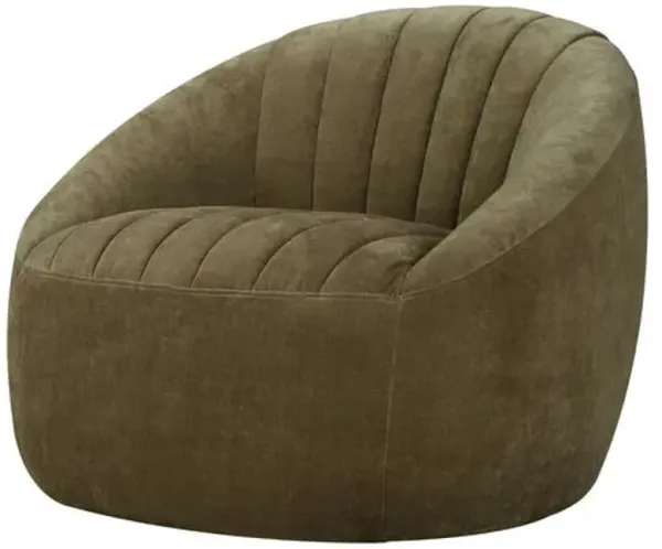 Jorja Channeled Chambray Chenille Swivel Chair - Green
