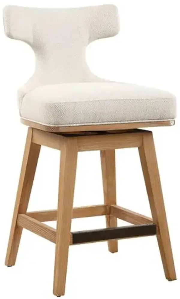Helios Swivel Counter Stool - Textured White/Natural