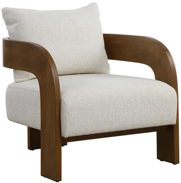 Sabella Textured Boucle Accent Chair, Natural/White