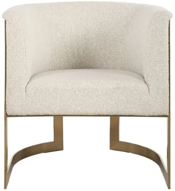 Sabine Textured Boucle Accent Chair - Cream/Gold, Comfortable, Durable