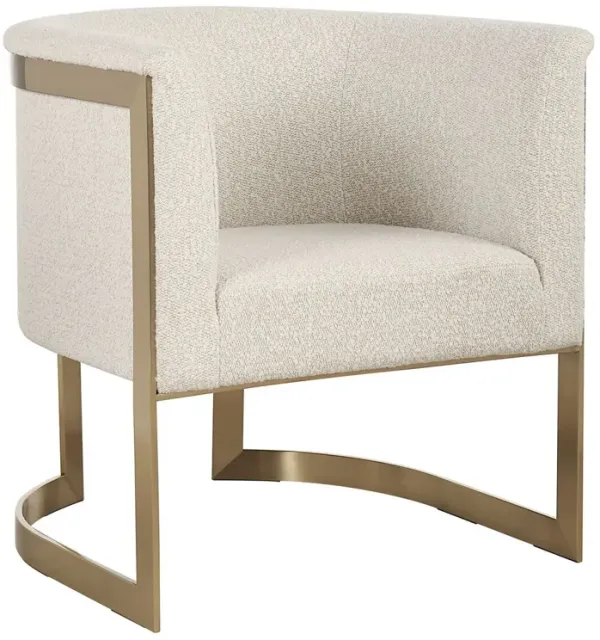 Sabine Textured Boucle Accent Chair, Cream/Gold