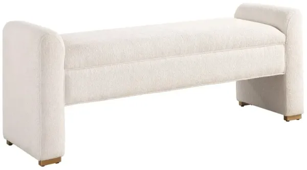 Bram Textured Boucle Bench, White