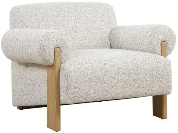 Silvia Textured Boucle Accent Chair - Ivory/Taupe - White, Comfortable, Durable
