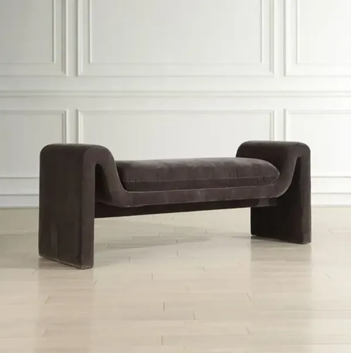 Brisa Velvet Bench - Gray