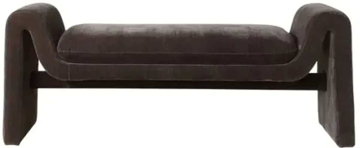 Brisa Velvet Bench - Gray