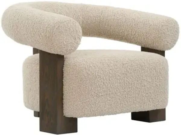 Sylvestra Faux Shearling Accent Chair - Linen/Natural - Brown, Comfortable, Durable, Cushioned