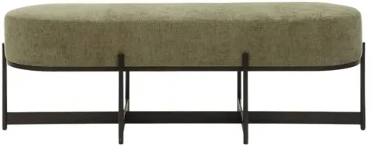 Meliora Textured Velvet Bench - Bronze/Green
