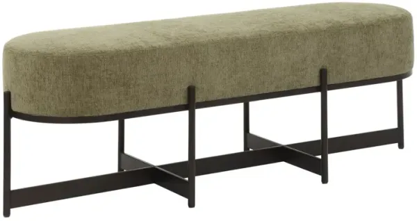 Meliora Textured Velvet Bench, Bronze/Green