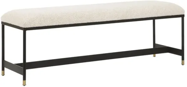 Estella Wool Bench, Black/White
