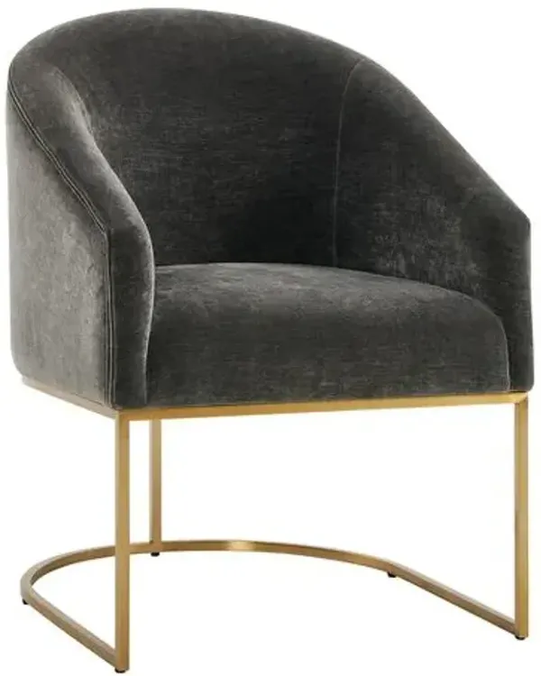 Fabio Velvet Dining Chair - Gold/Gray