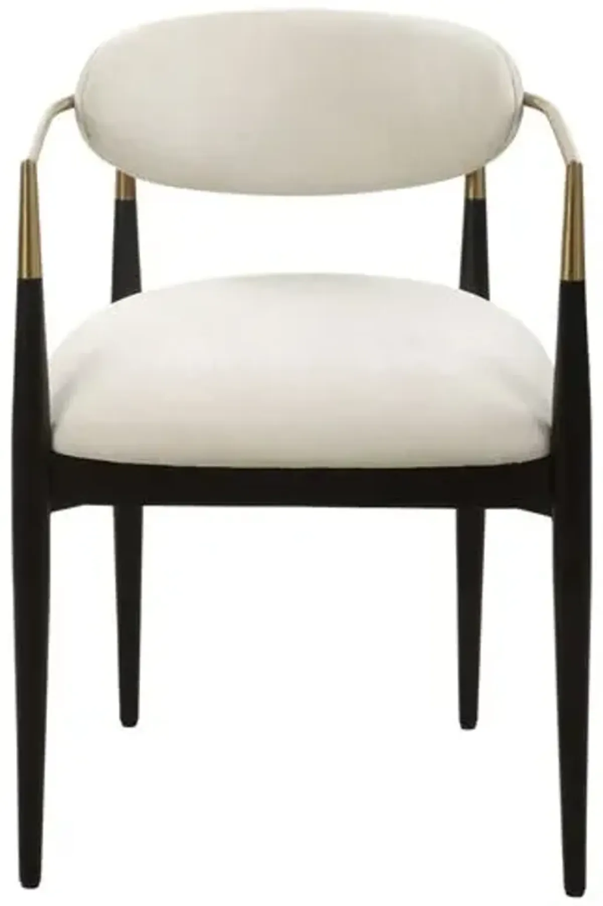 Gaelith Velvet Dining Armchair - Black/Brass/Cream