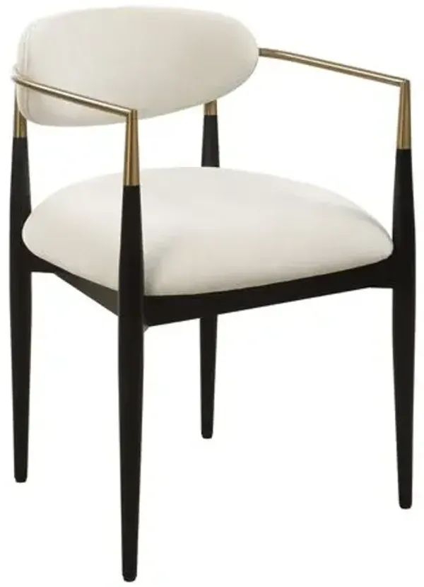 Gaelith Velvet Dining Armchair - Black/Brass/Cream