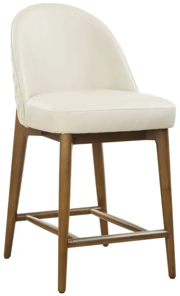 Ismeris Tufted Faux Leather Counter Stool, Brown/Cream