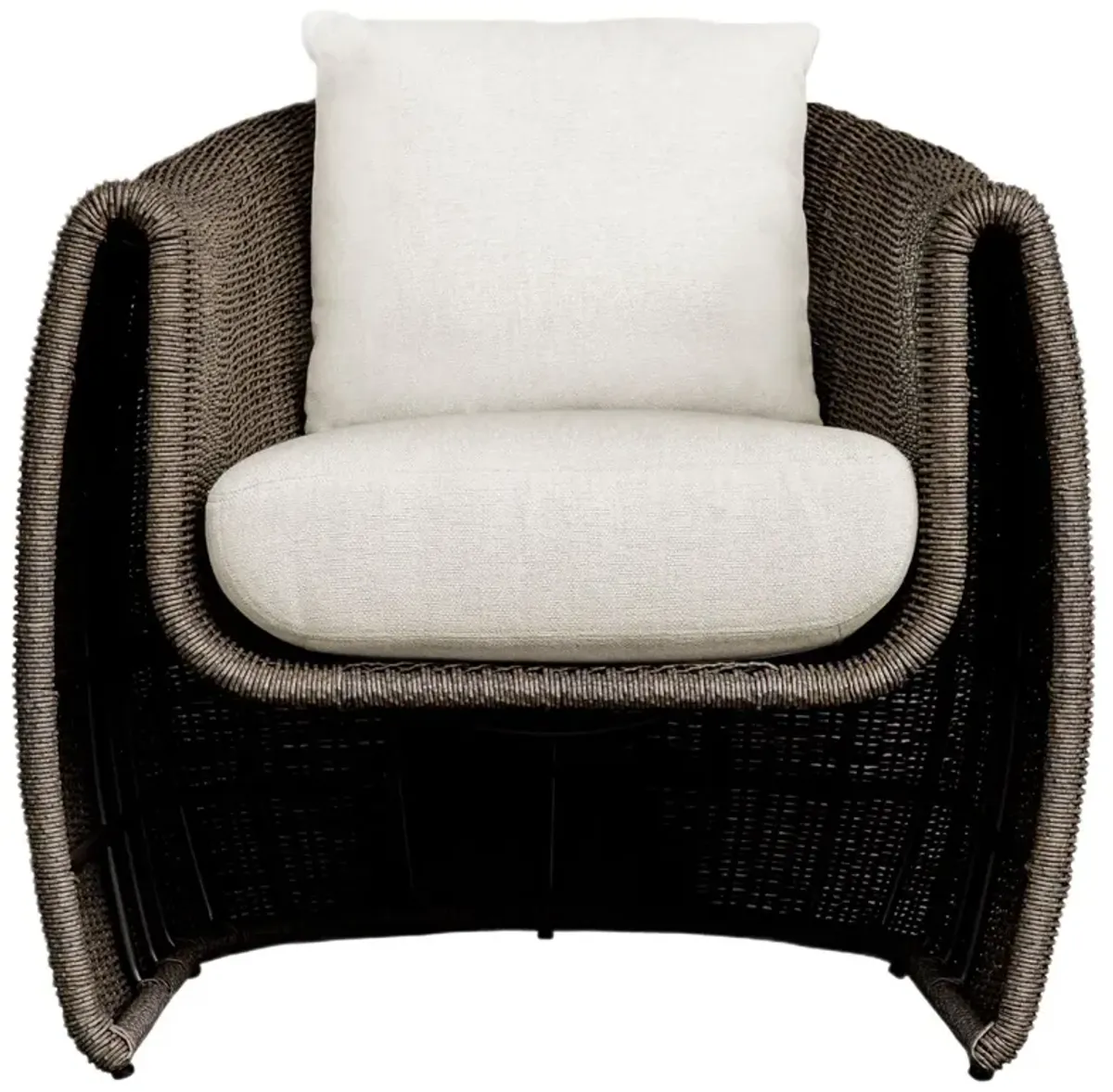 Manuela Outdoor Wicker Lounge Chair, Brown/White