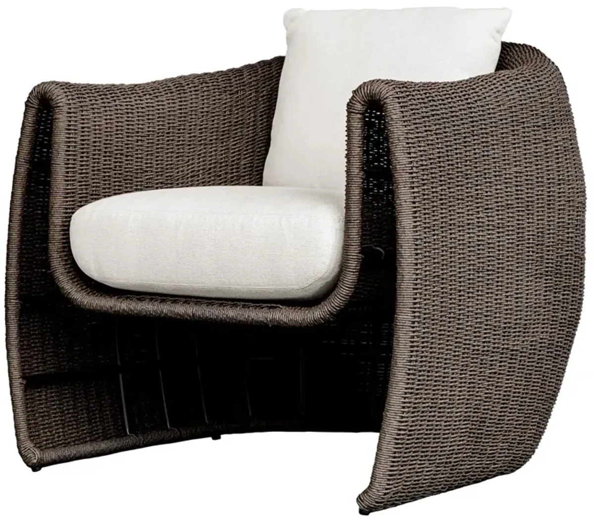 Manuela Outdoor Wicker Lounge Chair, Brown/White