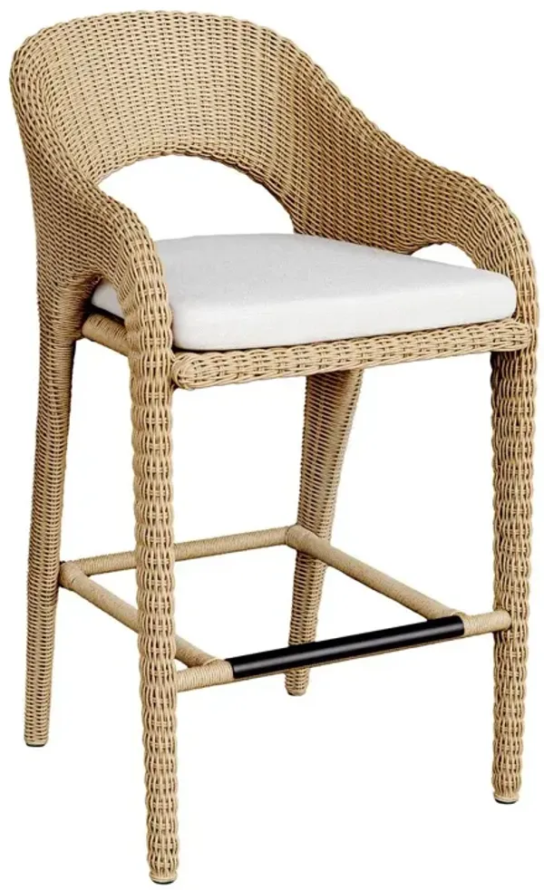 Yasmina Outdoor Wicker Barstool, Natural
