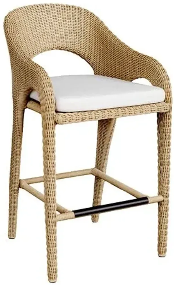 Yasmina Outdoor Wicker Barstool - Natural - Brown