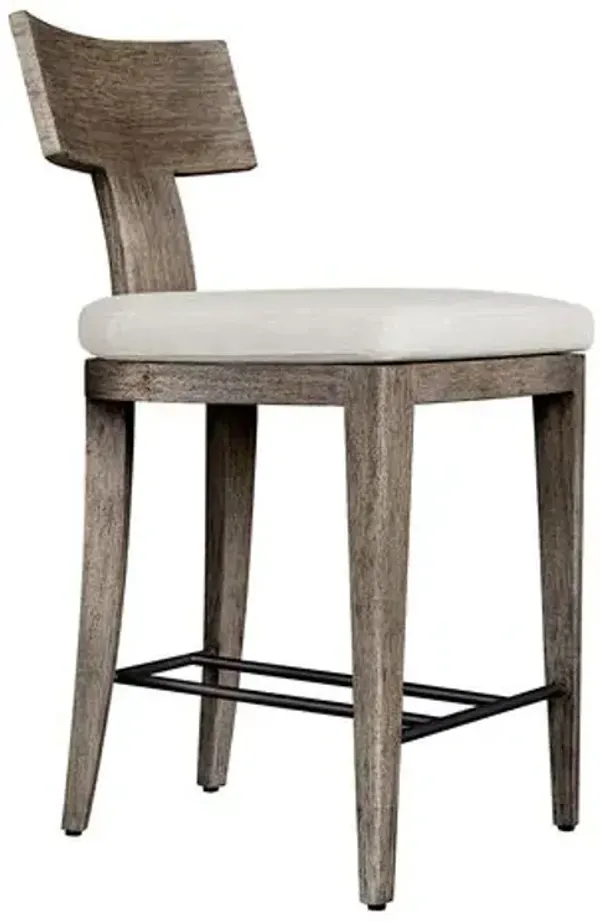 Elowen Outdoor Counter Stool - Weathered Gray/White