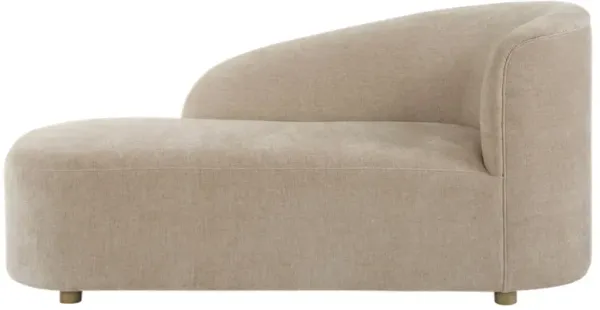 Gideon One-Arm Crosshatched Velvet Chaise Lounge - Flax - Brown - Comfortable, Sturdy, Stylish