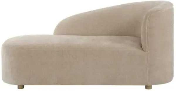 Gideon One-Arm Crosshatched Velvet Chaise Lounge - Flax - Brown - Comfortable, Sturdy, Stylish