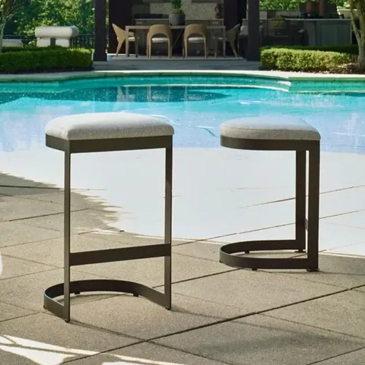 Corin Outdoor Alumunium Counter Stool - Java Black/Taupe Gray