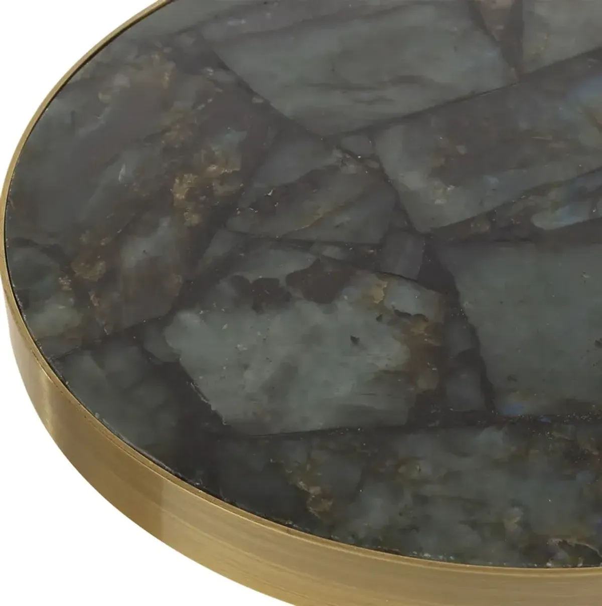 Nerissa Marble Drink Table - Brass - Gold