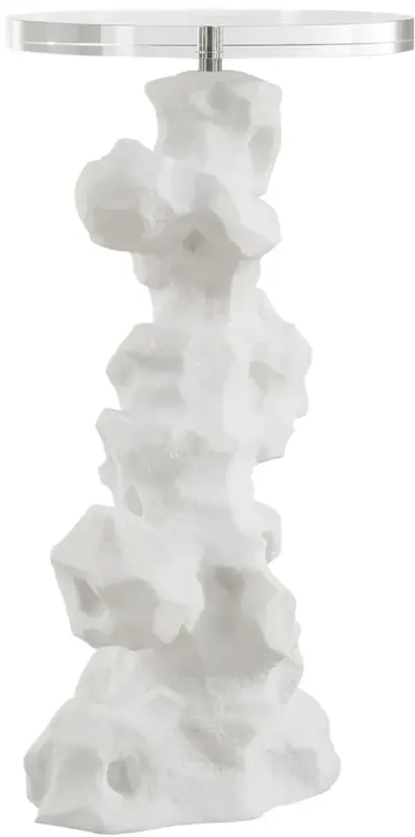Alessandra Stone/Crystal Drink Table - White