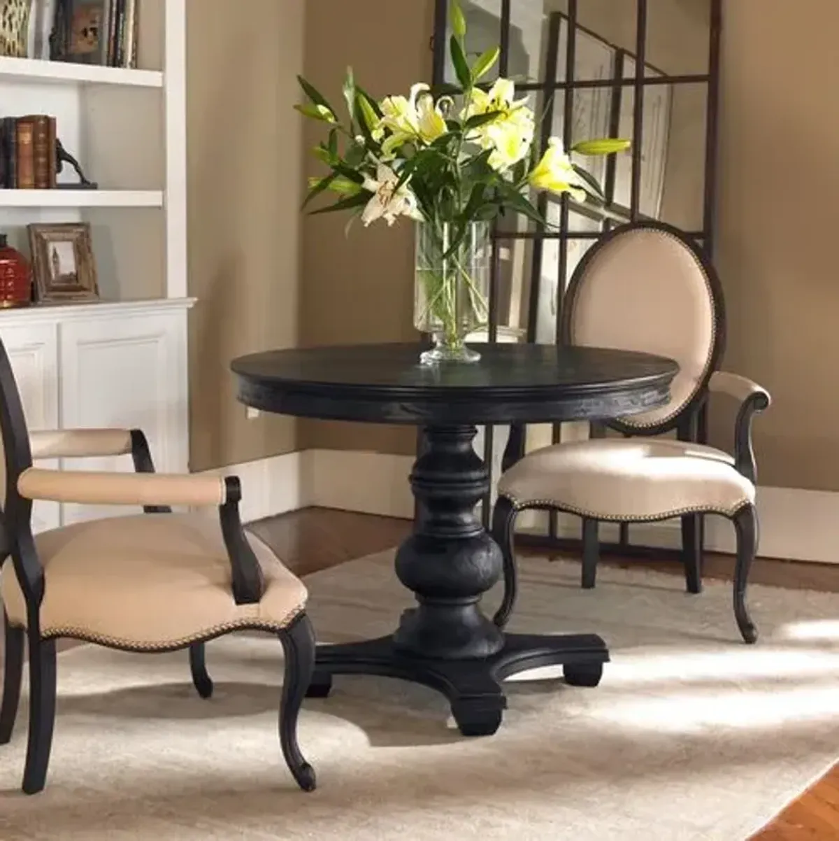 Amira 42" Round Pedestal Dining Table - Black