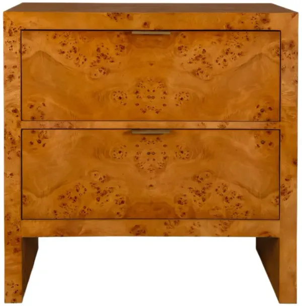 Maximilian 2-Drawer Burl Chest - Natural - Brown
