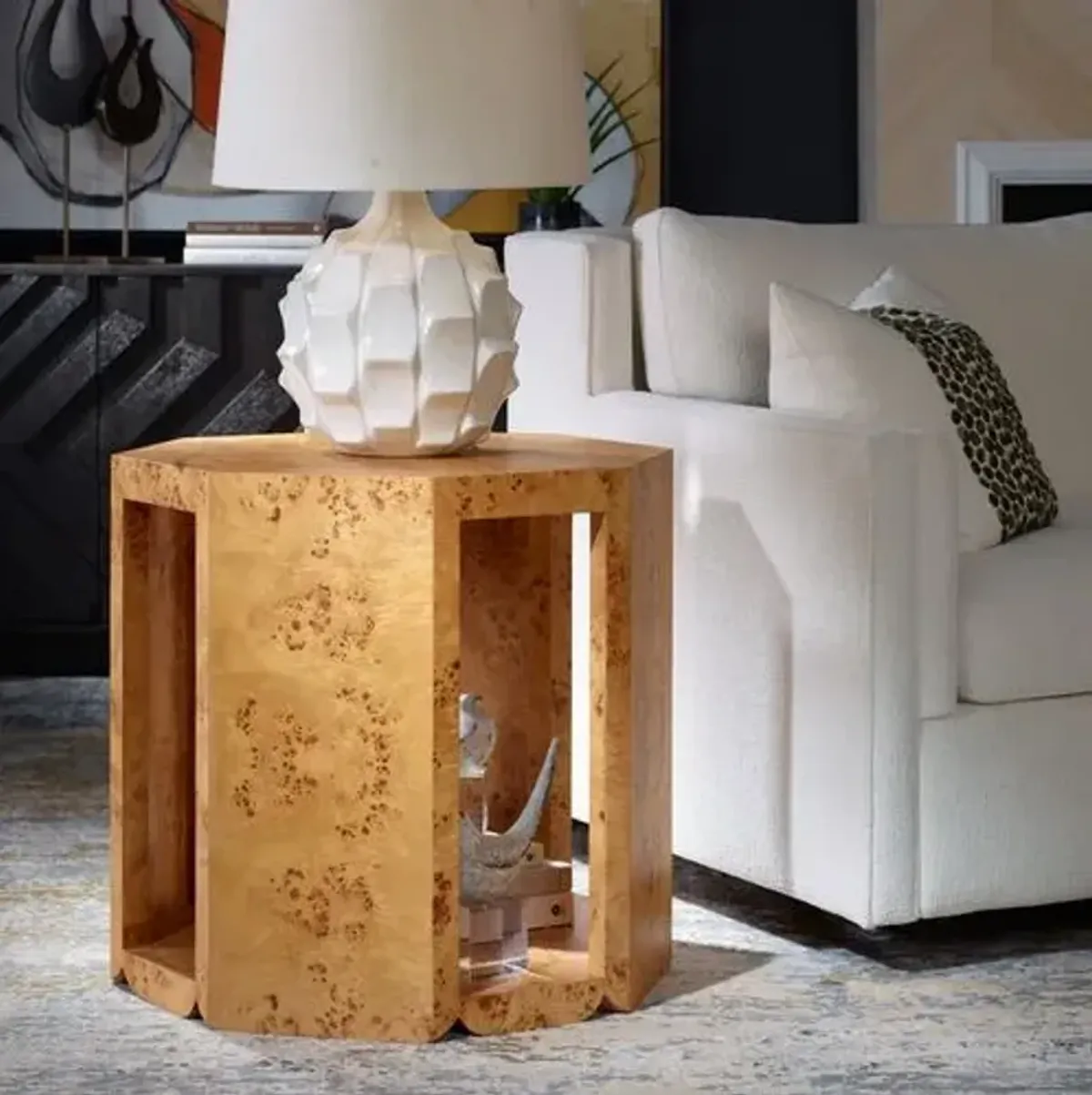 Maximilian Burl Side Table - Natural - Brown