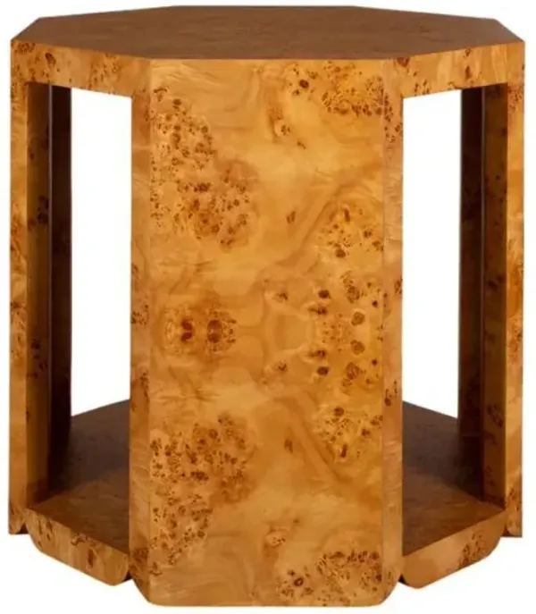 Maximilian Burl Side Table - Natural - Brown