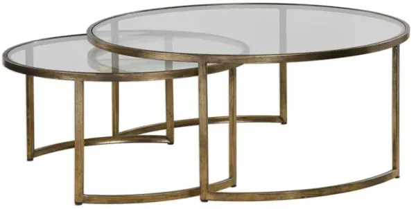 S/2 Benedicta Glass Nesting Coffee Tables