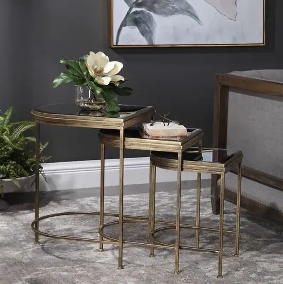 Set of 3 Amabel Nesting Tables - Gold