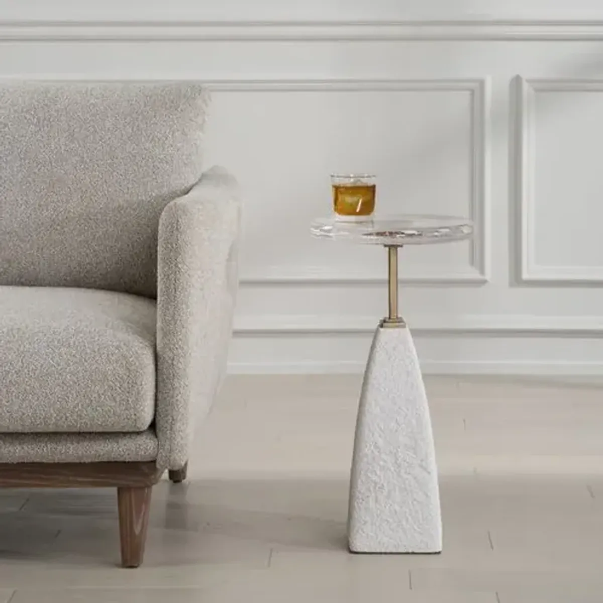 Donatella Sandstone Drink Table - White