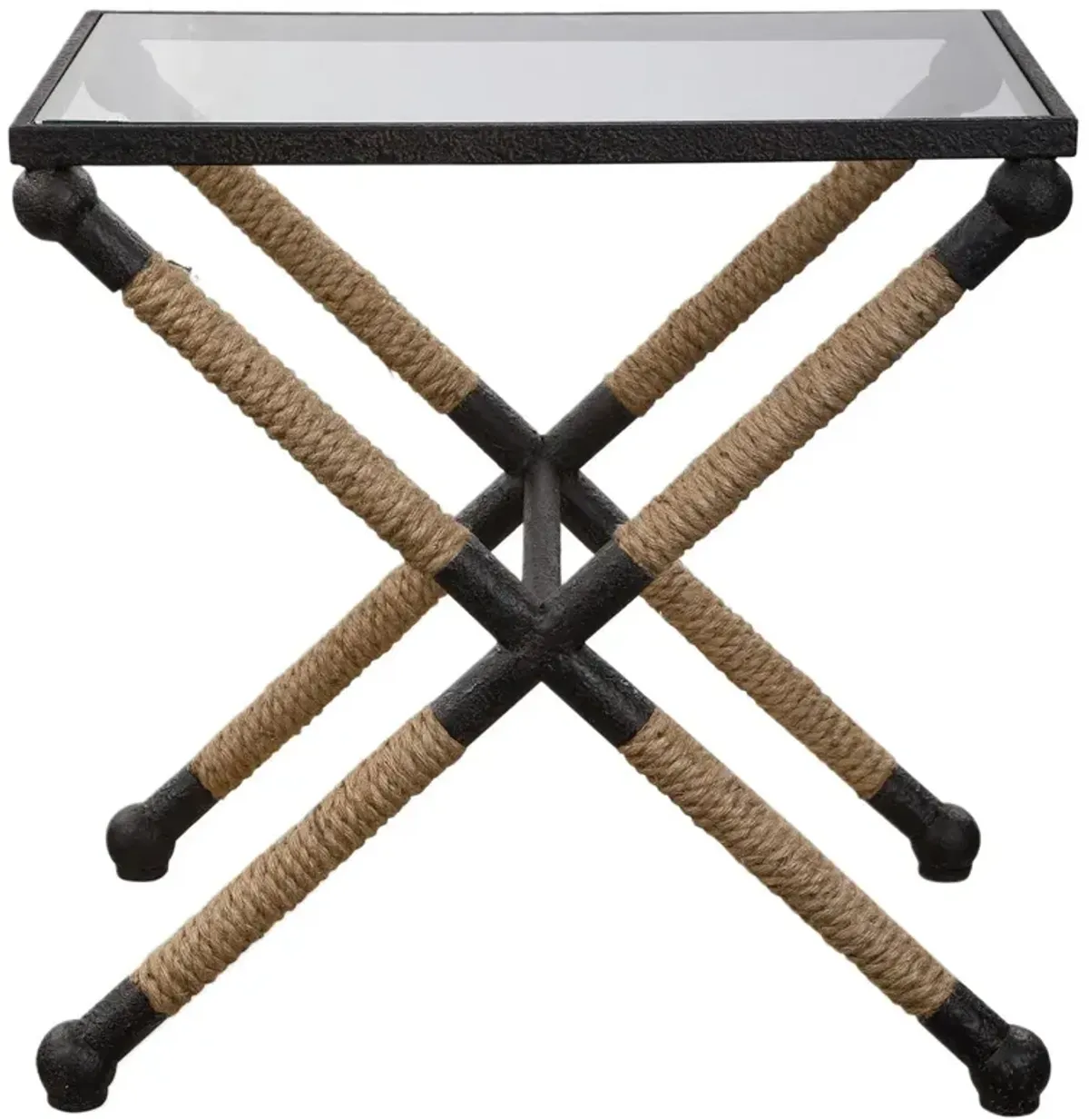 Leona Rope Accent Table, Black/Natural